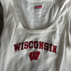 Soffe White Tank with Wisconsin Red Logo